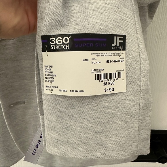 J Ferrar Super Slim Fit Knit Grey Suit 38R 30x30 - Picture 2 of 5